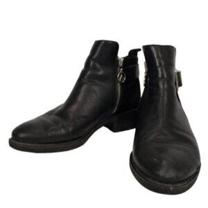 The Wishbone Collection Black Moto Ankle Boot Size 6.5M Leather Bootie Fall